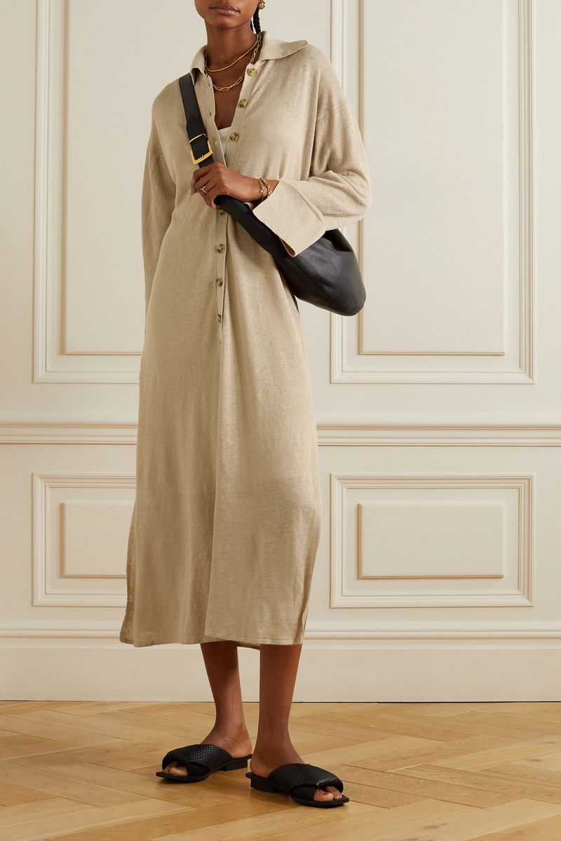BY MALENE BIRGER Thoni Knitted Linen Midi Shirt Dress | endource