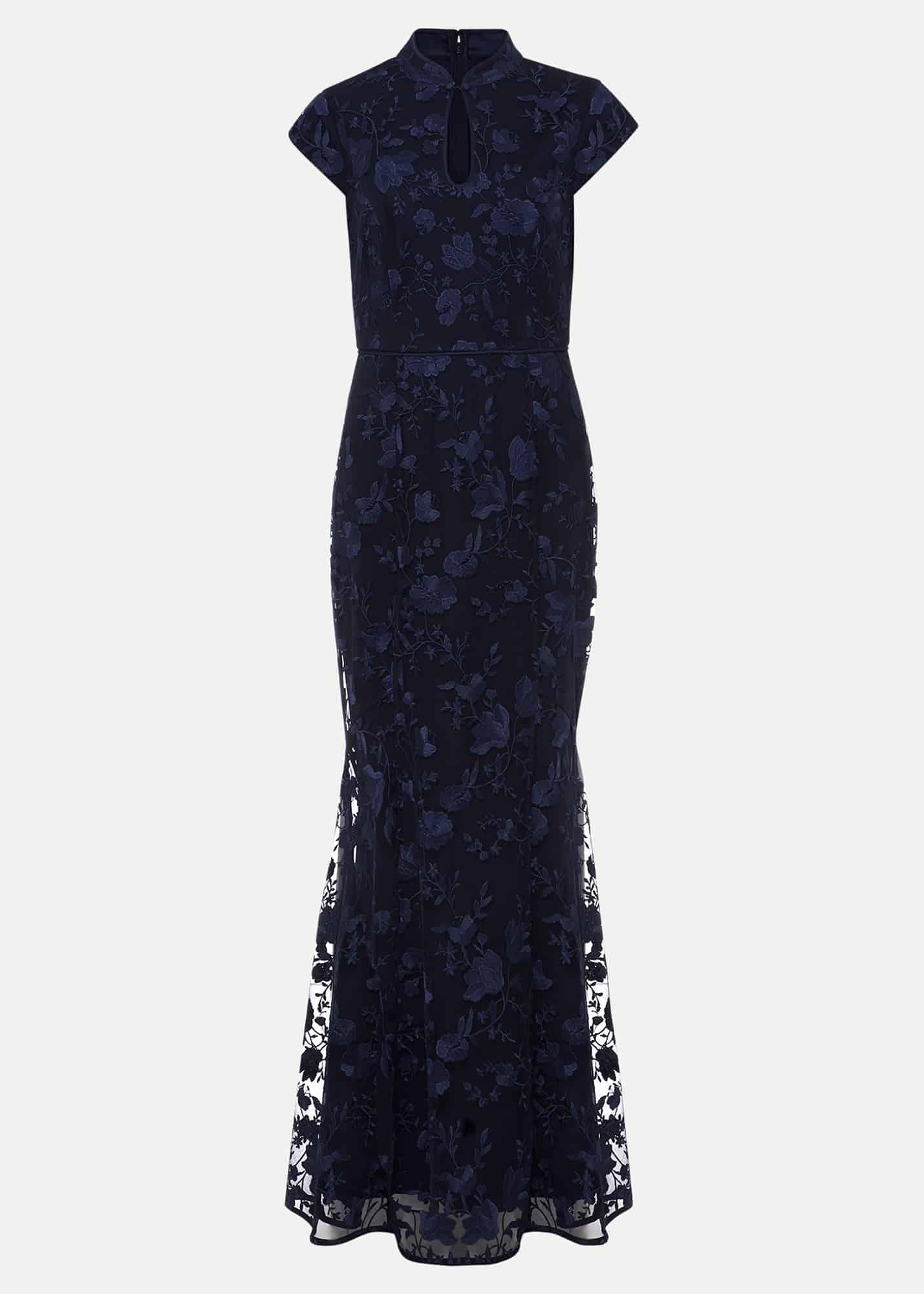 PHASE EIGHT Sofia Embroidered Maxi Dress in Navy | Endource