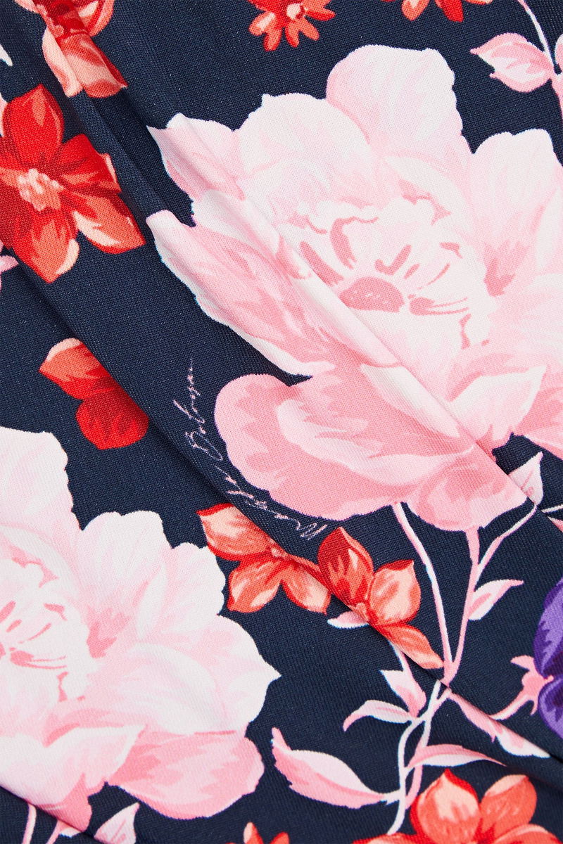 MAGDA BUTRYM Appliquéd Cutout Floral-Print Jersey Halterneck Mini