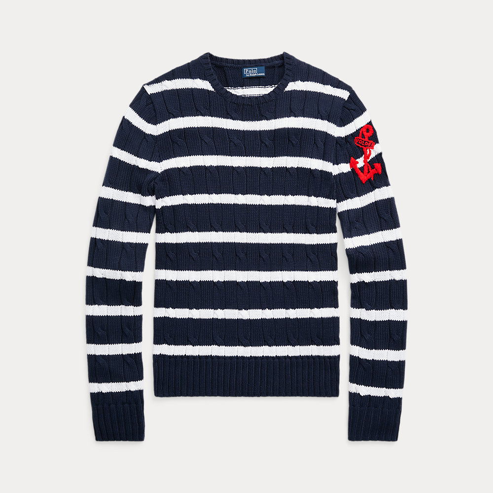 POLO RALPH LAUREN AnchorMotif Cable Cotton Jumper in Blue endource