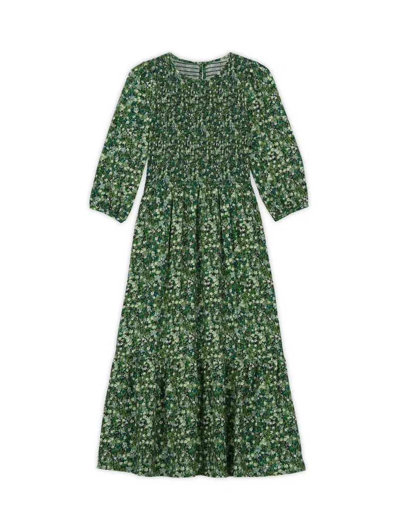 ALBARAY Painterly Floral Shirred Bodice Dress | endource