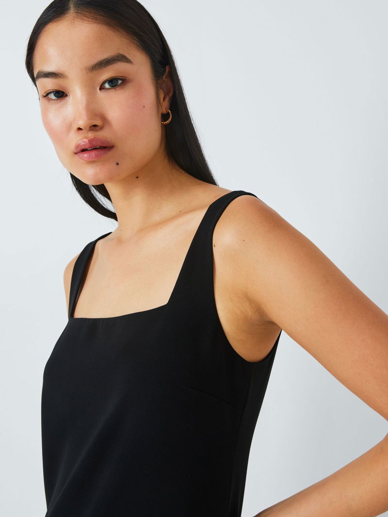 theory flared square neck mini dress Fit-and-Flare Tank Dress in Fluid Linen | Women's Mini Dress