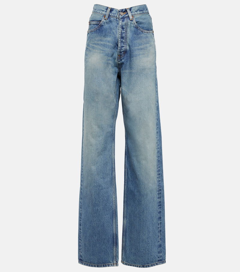 SAINT LAURENT High-Rise Straight Jeans in Blue | endource 