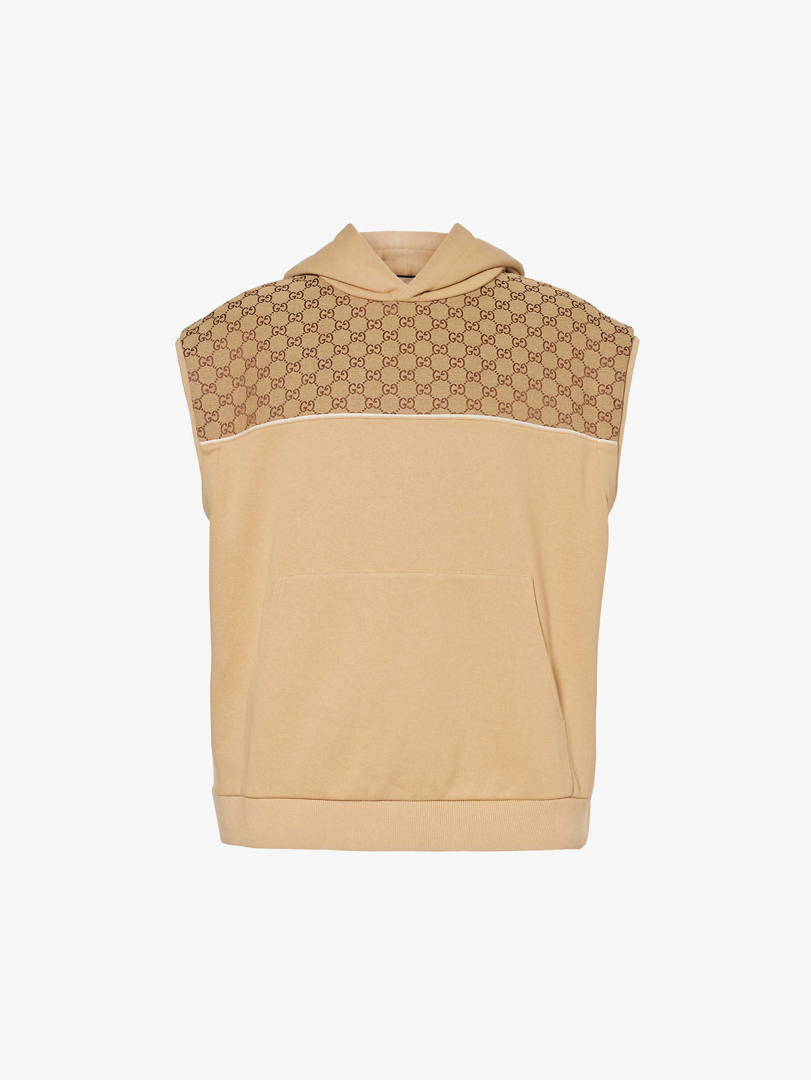 GUCCI Monogram-Print Sleeveless Cotton-Jersey Hoody | endource