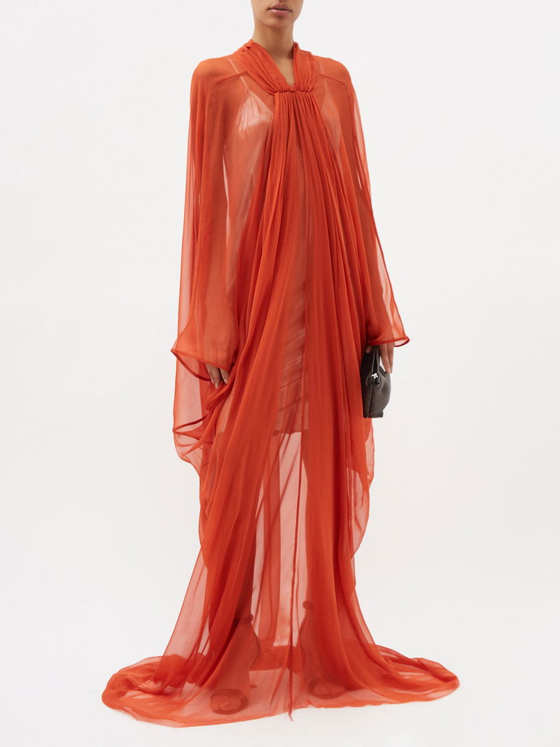 RICK OWENS Silk-Chiffon Pleated Gown | endource RICK OWENS Silk-Chiffon Pleated Gown | endource