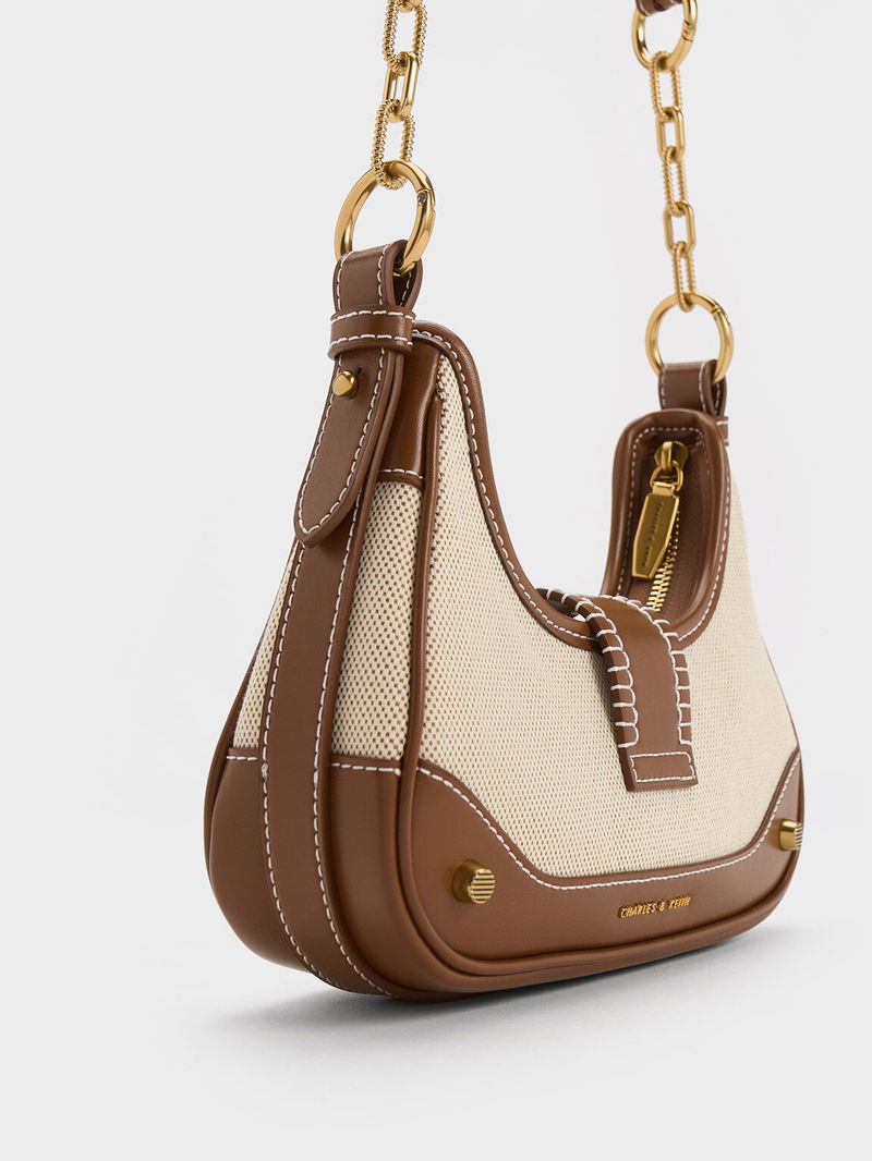 Charles And Keith Hobo Bag Brown CHARLES KEITH Winslet Canvas