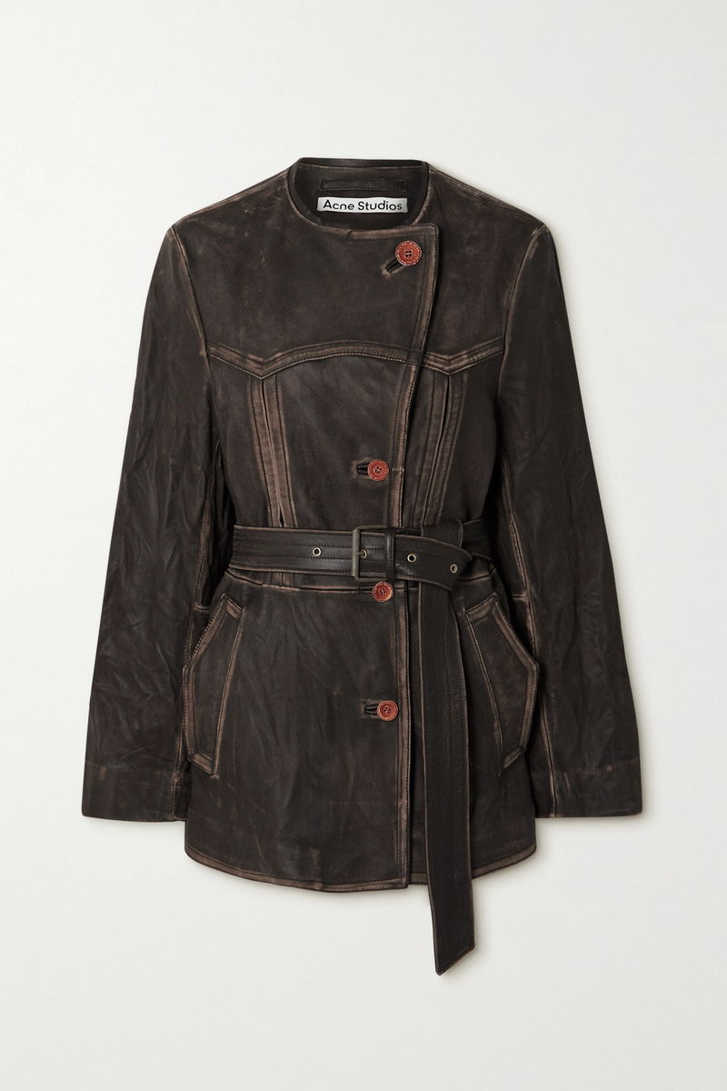 ACNE STUDIOS Distressed Leather Jacket in Black | endource