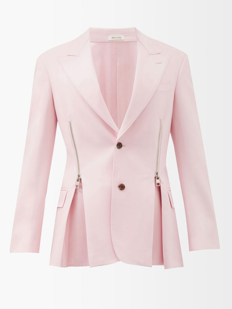 Asymmetric crêpe blazer in pink - Alexander Mc Queen