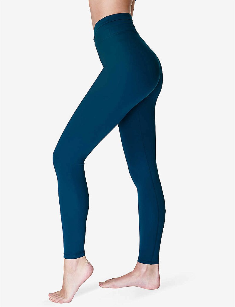 SWEATY BETTY All Day Wrap-Waist High-rise 7/8 Stretch Leggings in Colossal  Blue
