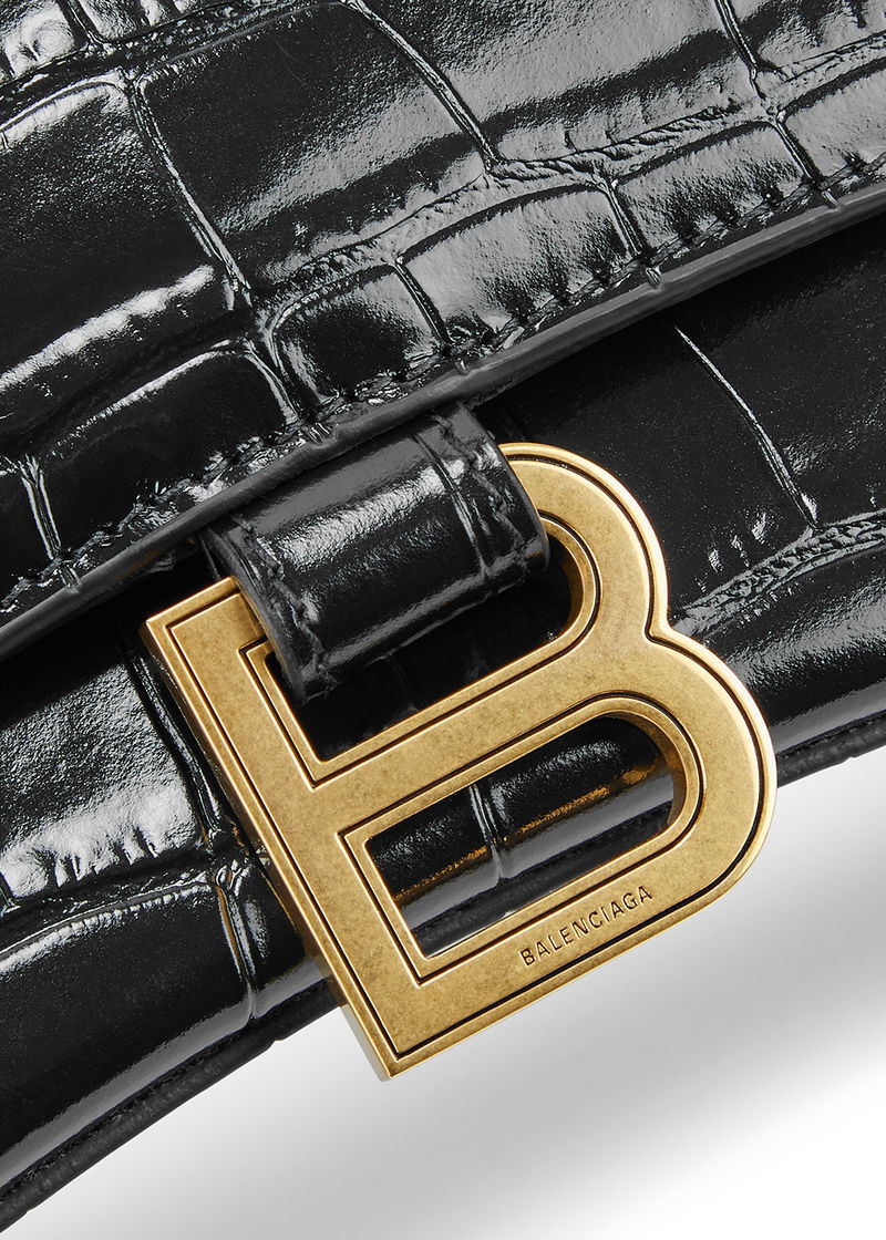 BALENCIAGA Small Hourglass Snakeskin-Effect Leather Bag – COCOON