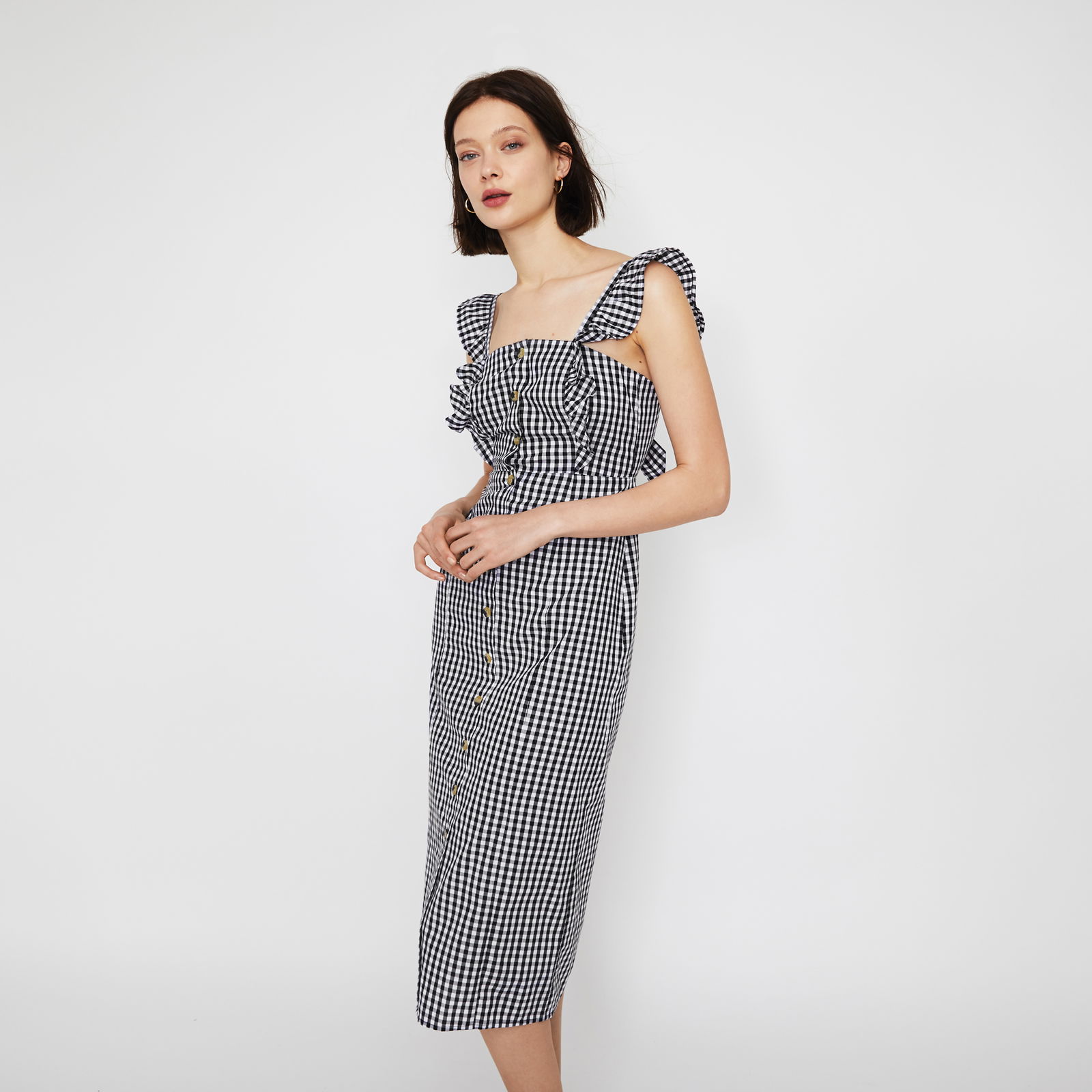 warehouse gingham midi dress Black Warehouse Gingham Midi Dress