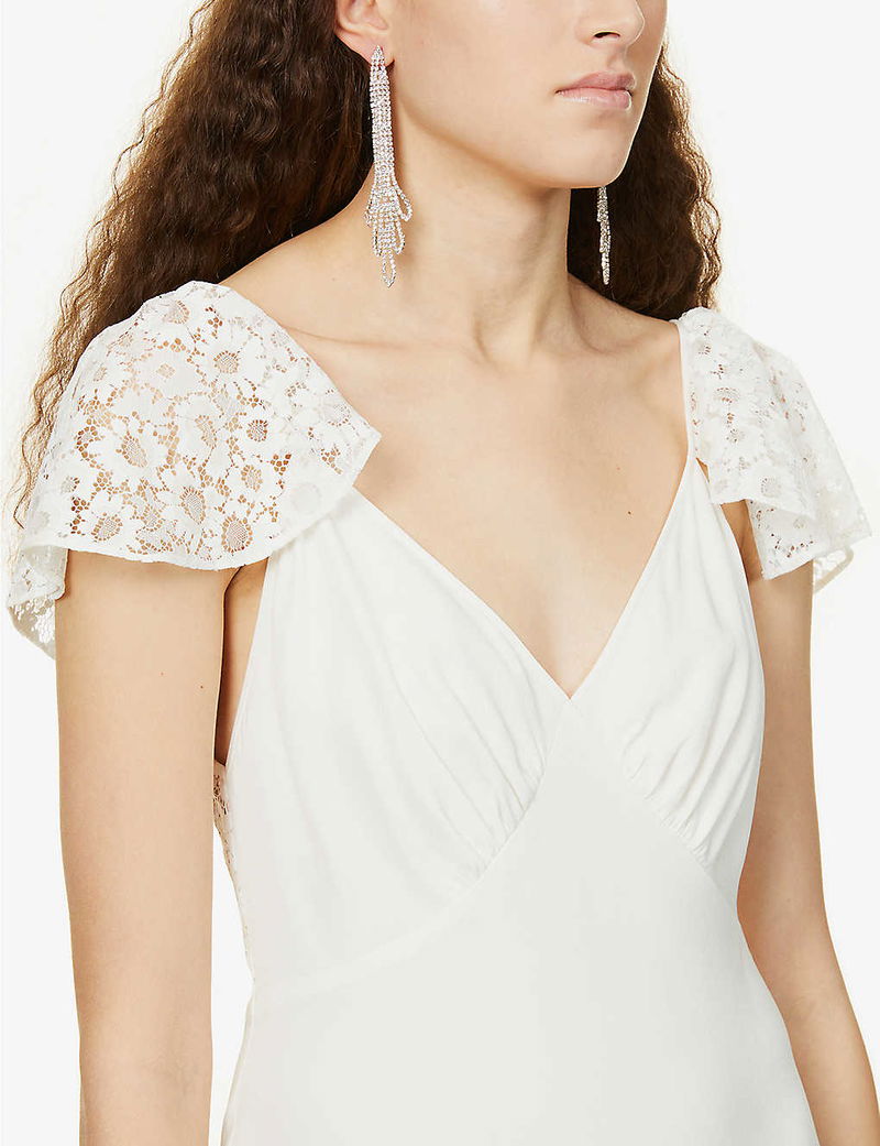 RIXO Esme Floral-Lace Satin-Crepe Midi Dress | endource