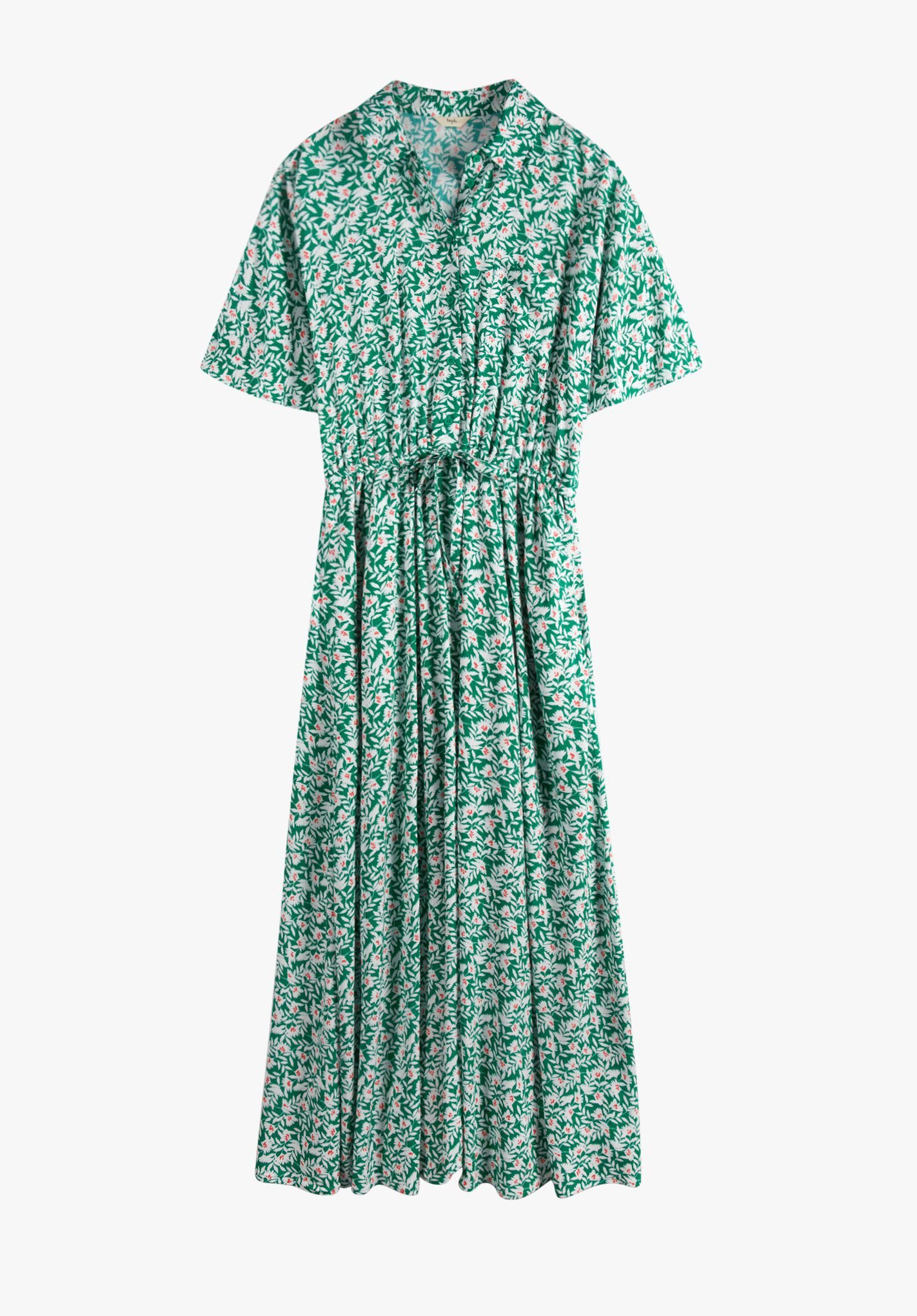 HUSH Ren Shirt Dress in Leafy Floral Green | Endource