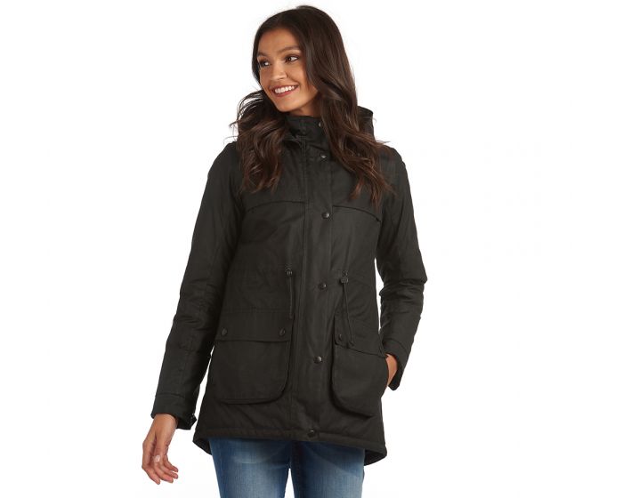 BARBOUR Cassley Waxed Cotton Jacket in Olive/Classic Endource