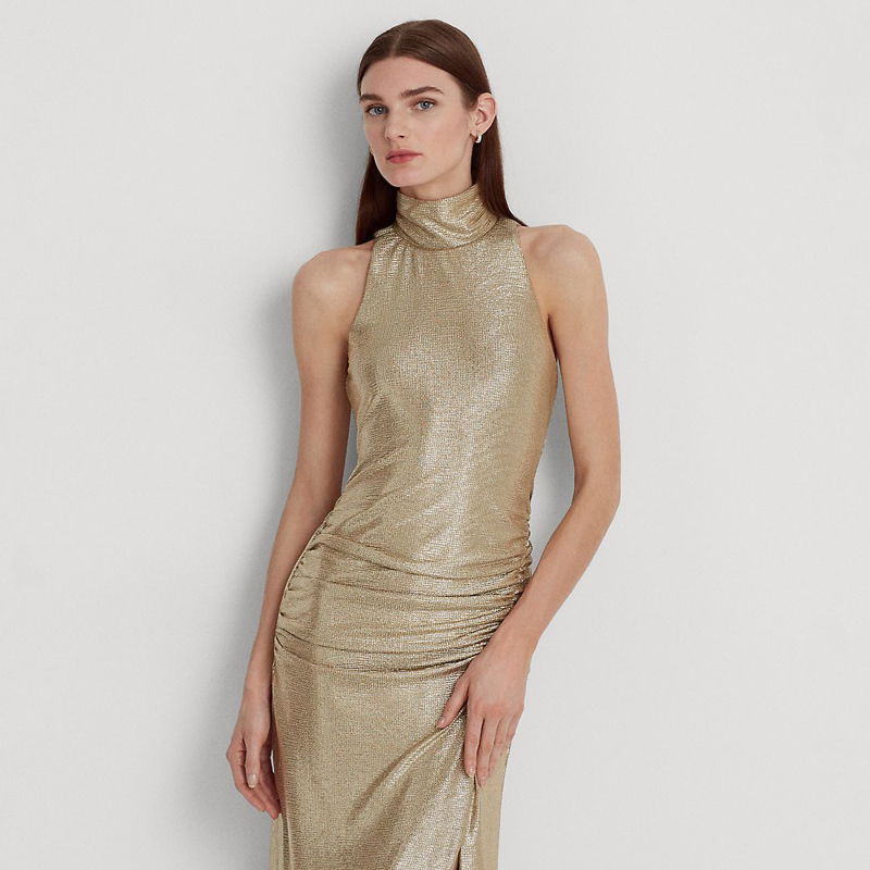 SIMKHAI Brielle Sleeveless Metallic Bustier Gown