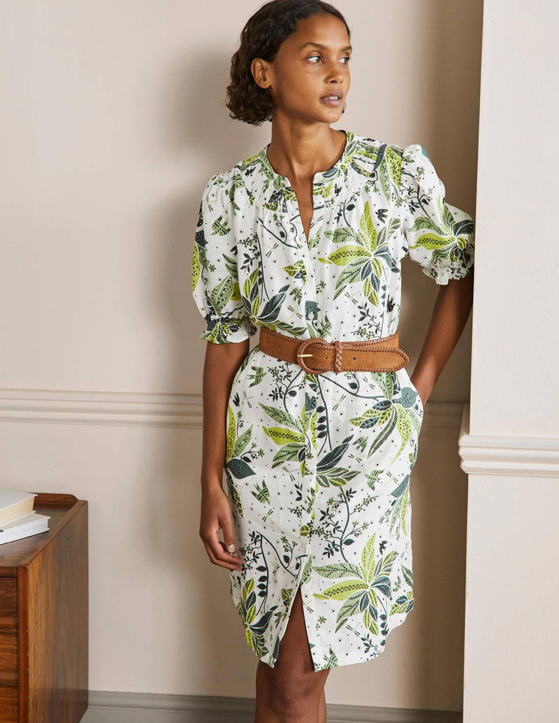 BODEN Smocked Linen Shirt Dress | endource