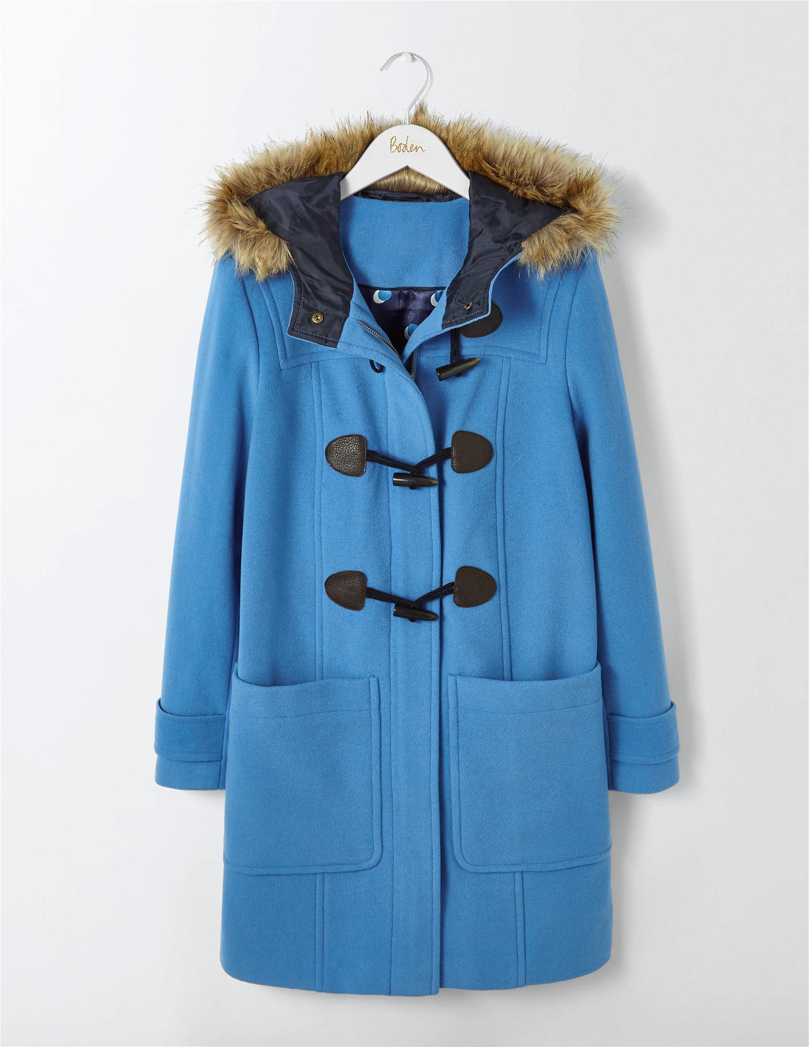 London Tradition Fiona Mid-blue Zipped Duffle Coat - Duffle-coats