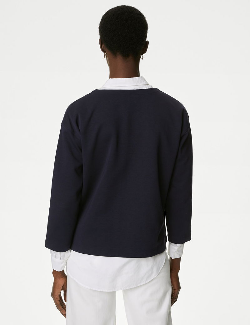 Cotton Rich Textured Crewneck Sweatshirt, Autograph