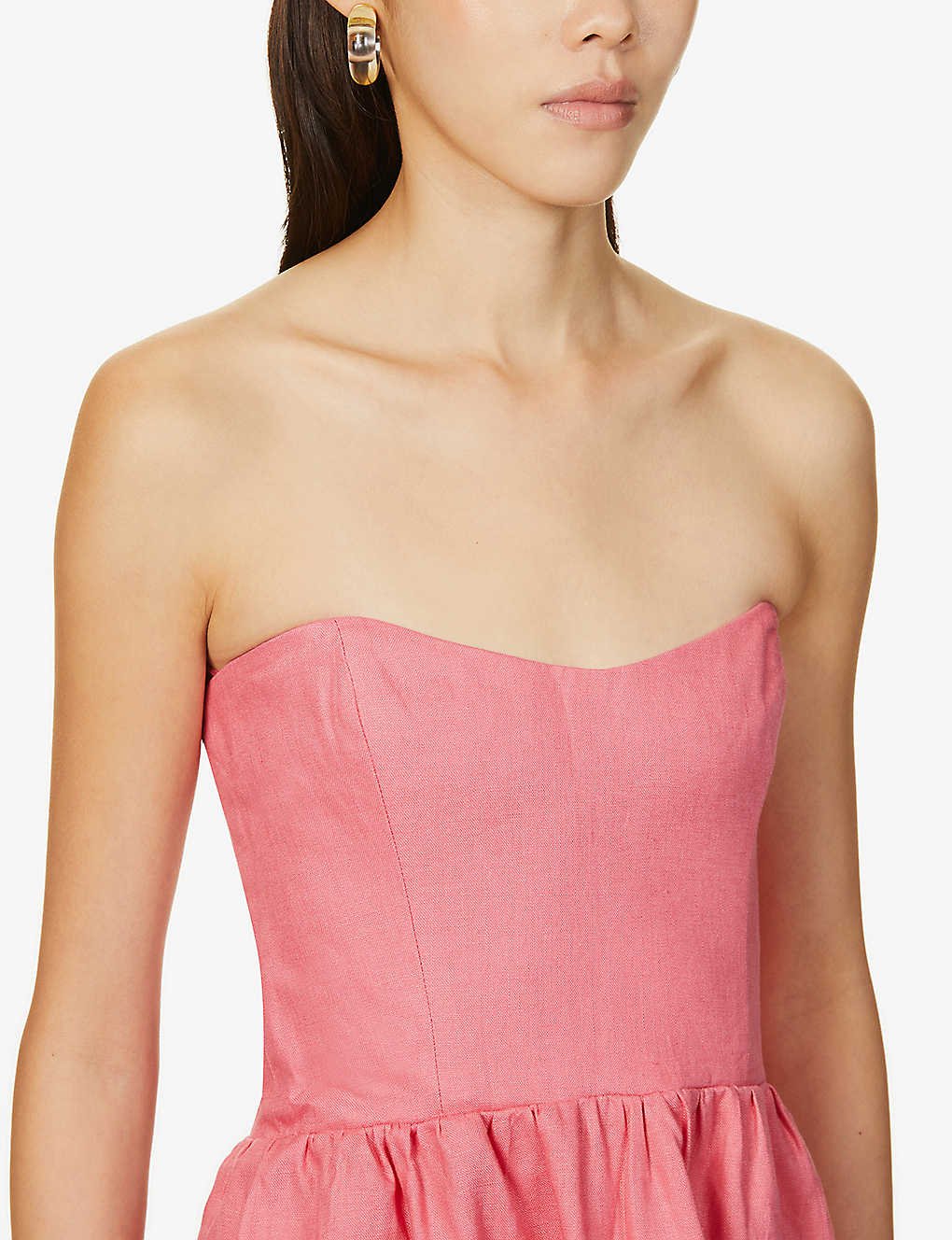 REFORMATION Fettuccine Strapless Linen Midi Dress | endource REFORMATION Fettuccine Strapless Linen Midi Dress | endource