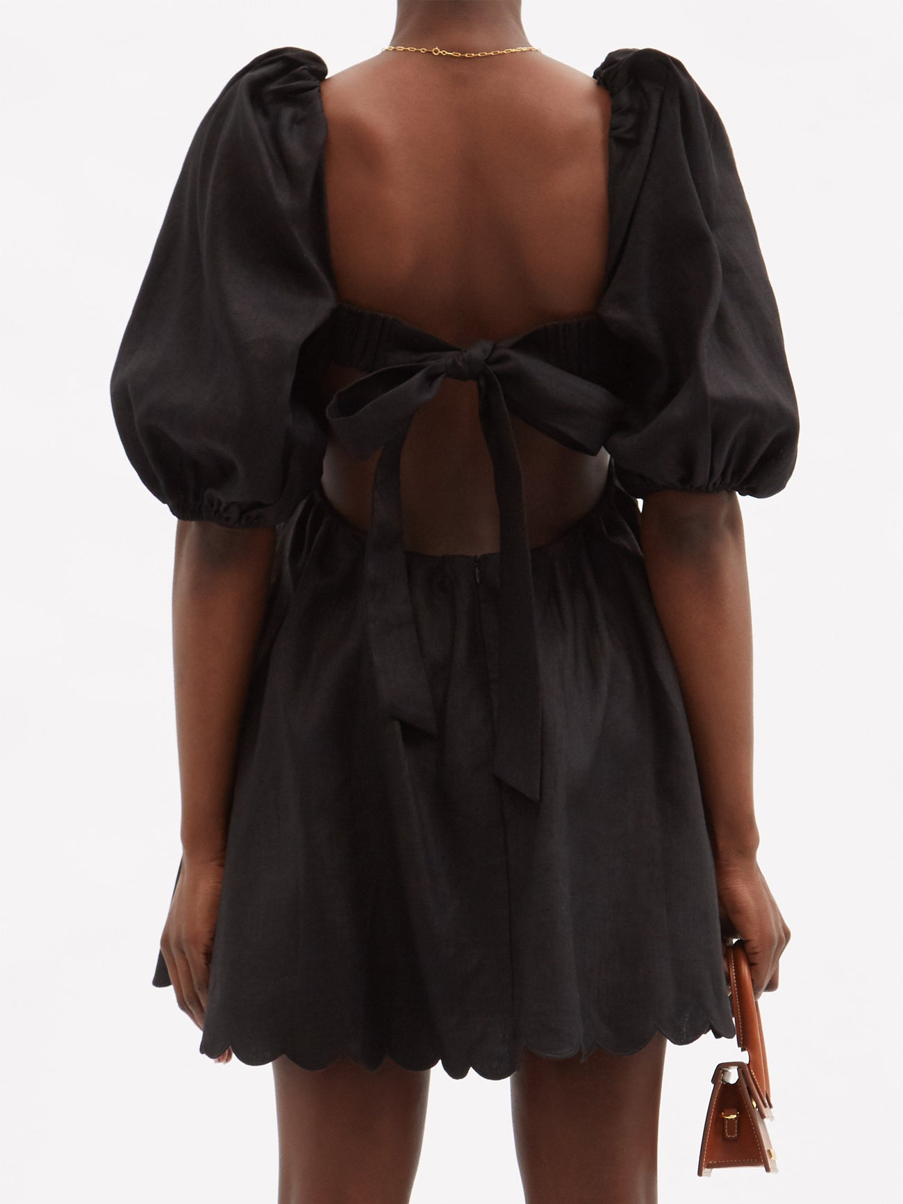 zimmermann mae cut out mini dress ZIMMERMANN Mae Scalloped Cutout Linen Mini Dress