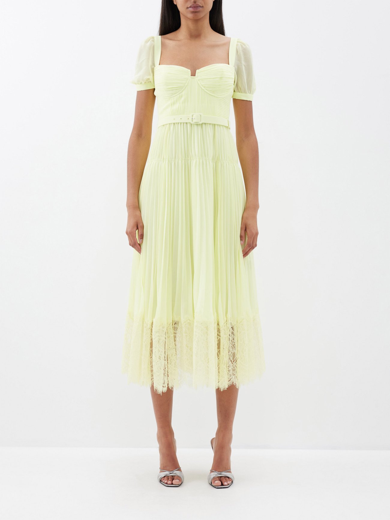 HALTER RUFFLE LACE CORSET MIDI DRESS NUDE main image 0