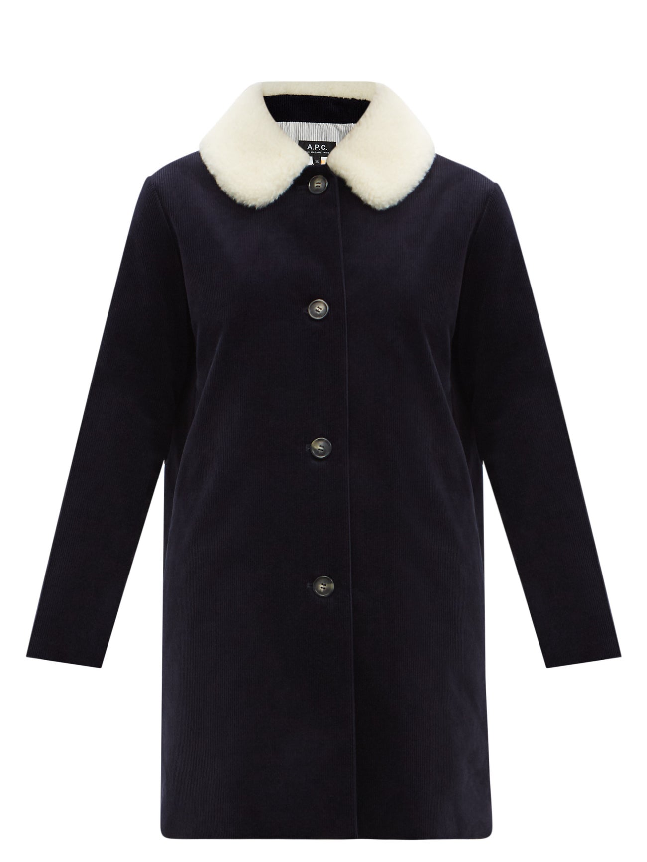 Faux Shearling-Collar Corduroy Coat endource