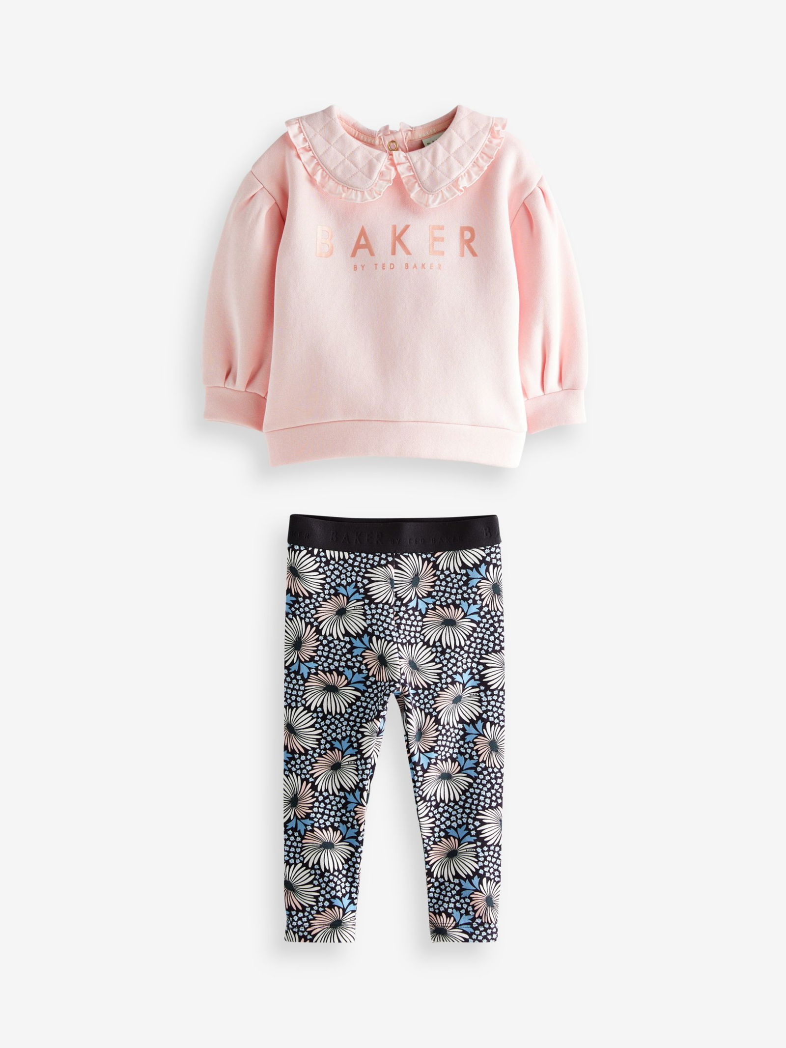 TED BAKER Frill Collar Logo Jumper Floral Leggings Set endource