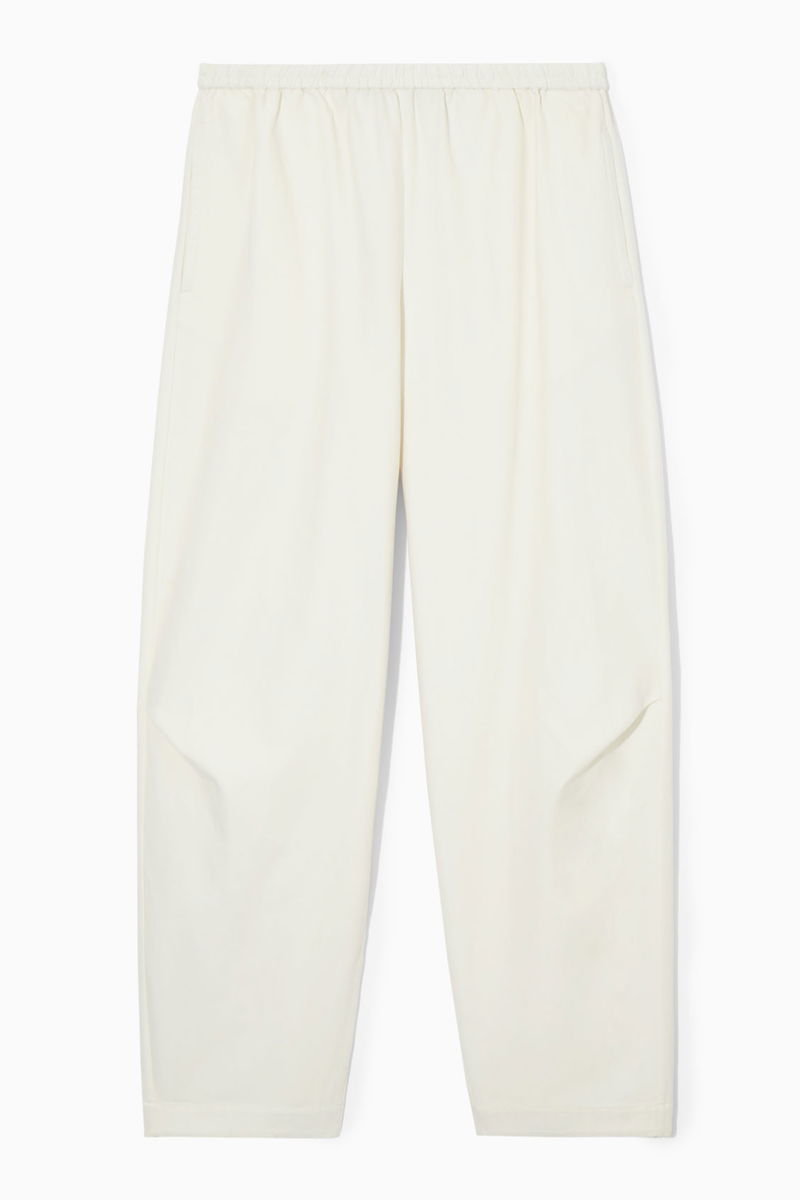 COS Elasticated Barrel-Leg Trousers in OFF-WHITE | Endource