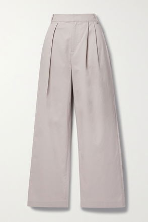 Pleated cotton-twill wide-leg pants