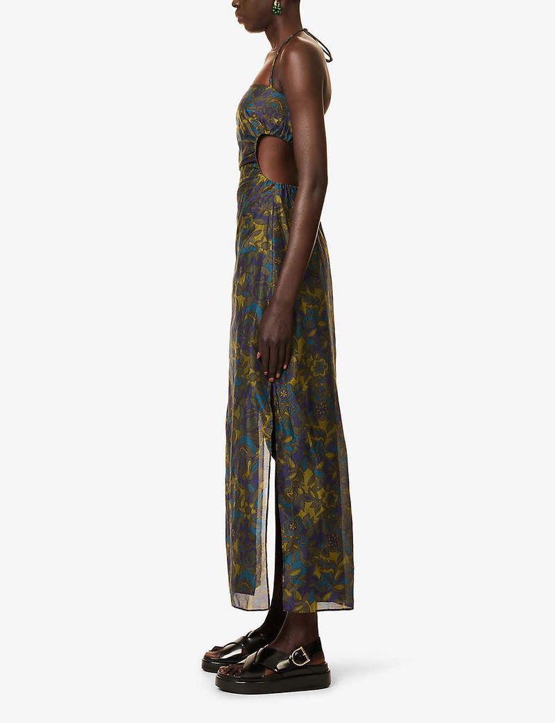 SIR Valerio Halter-Neck Floral-Print Silk-Blend Midi Dress | endource SIR Valerio Halter-Neck Floral-Print Silk-Blend Midi Dress | endource