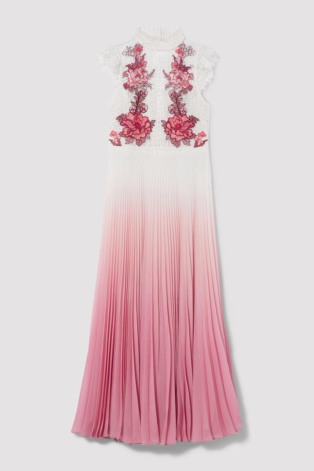 karen millen guipure lace pleated dress Ivory Guipure Lace Pleated Skirt Midi Dress