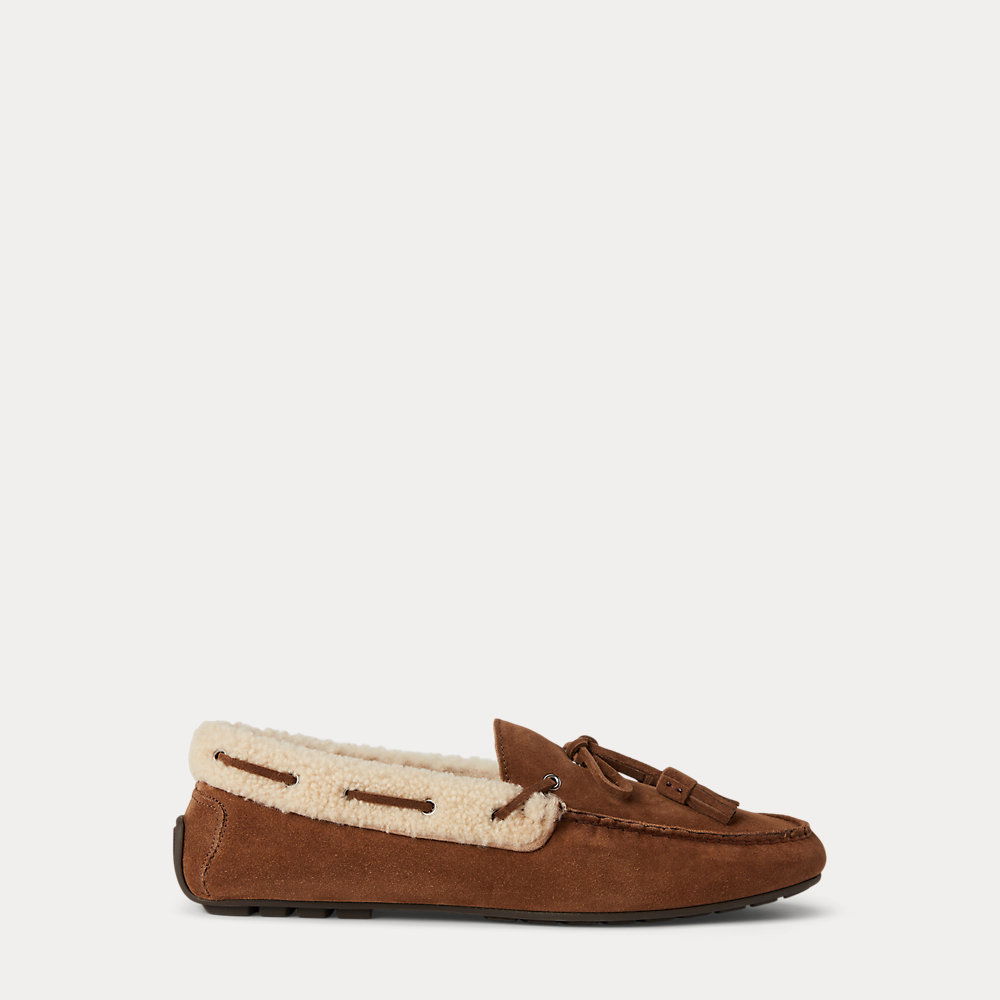 RALPH LAUREN PURPLE LABEL Harold Shearling-Lined Calf-Suede Driver in ...