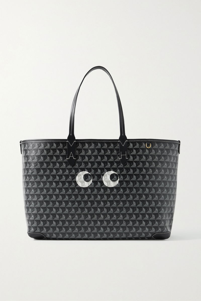 ANYA HINDMARCH I Am A Plastic Bag Eyes Large Leather-Trimmed 