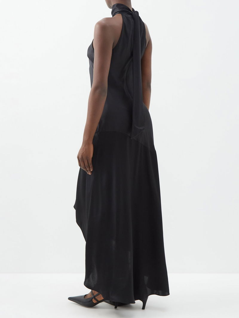 FRAME Draped Halterneck Tie Silk Dress | endource FRAME Draped Halterneck Tie Silk Dress | endource