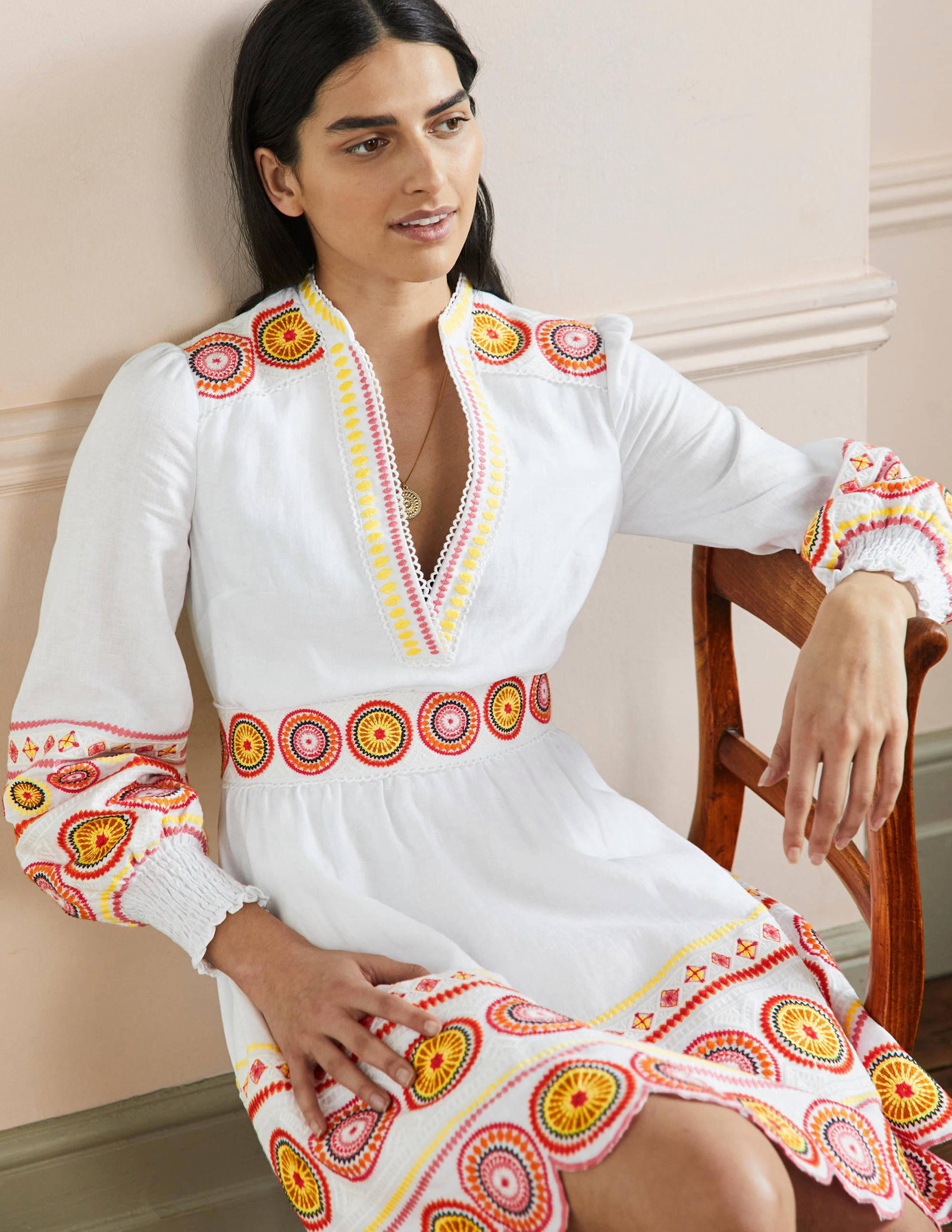 BODEN Tamsin Embroidered Mini Dress | endource