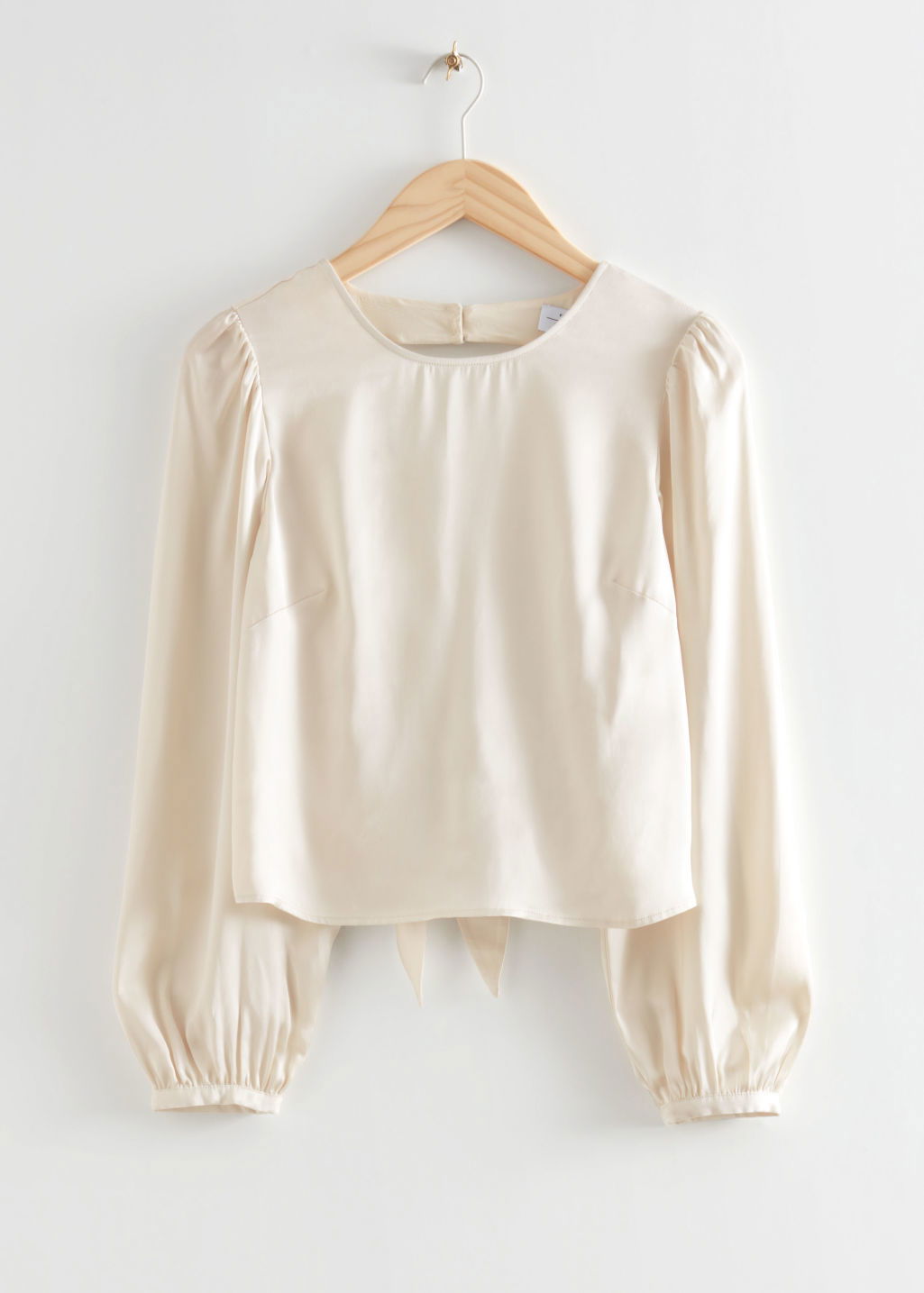 Open-back satin blouse