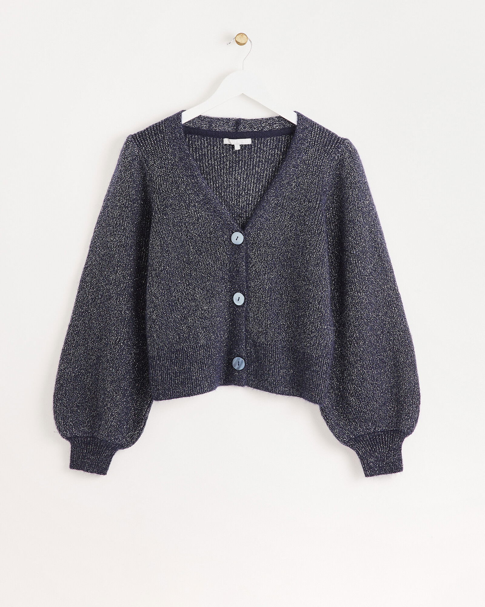 OLIVER BONAS Sparkle Knitted Cardigan in Blue | Endource