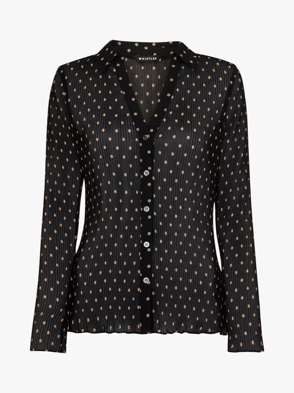 WHISTLES Sopt Print Penny Plisse Shirt in Black/Multi | Endource