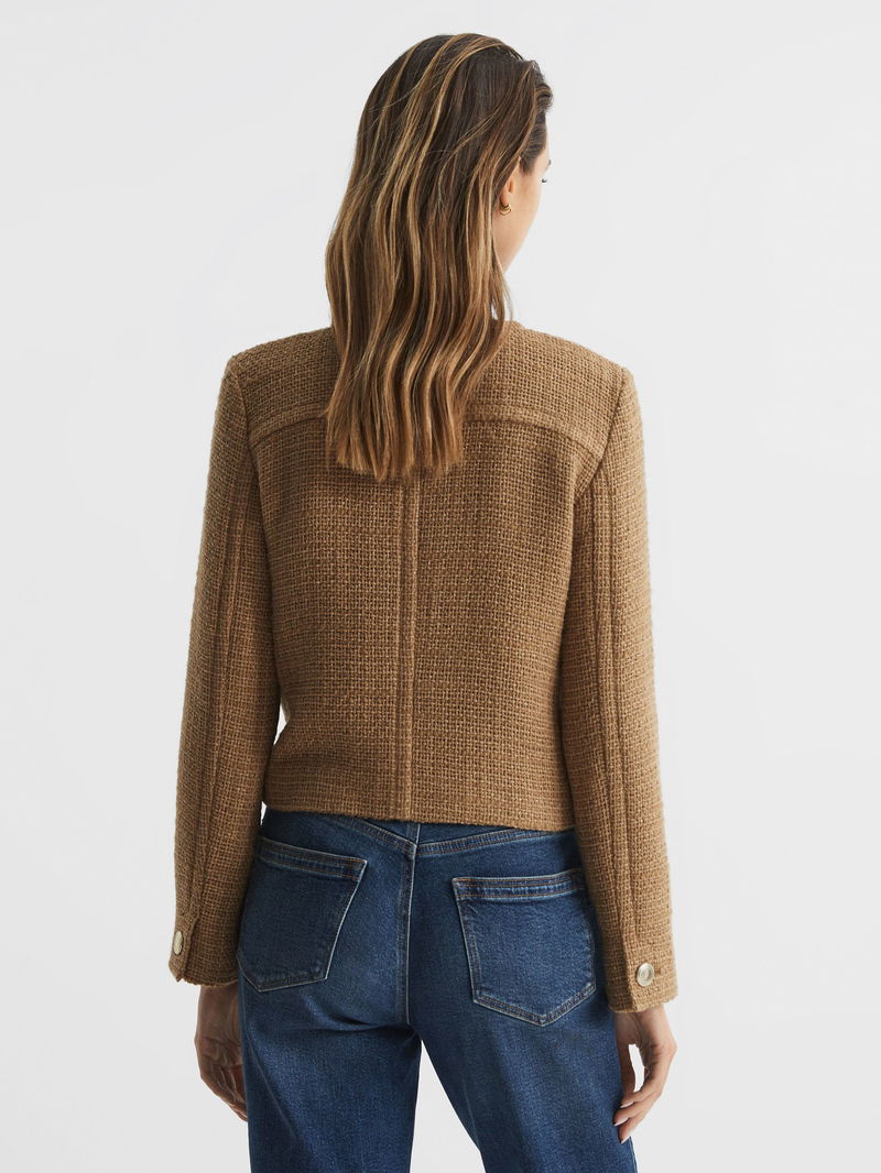 Anna-Kaci Women¡¯s Cropped Double-Breasted Jacket with Oversized Lapel Collar Structured Long Sleeves and Clean Tailored Silhouette