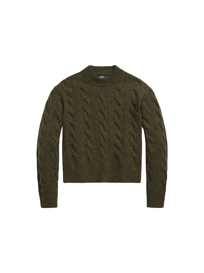 POLO RALPH LAUREN Cable Knit Pullover in Olive Marl