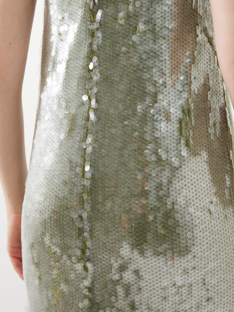 STAUD Casey Strapless Sequinned Dress in Green | Endource