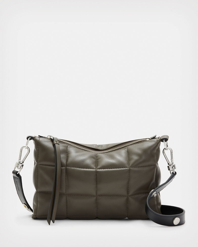 ALLSAINTS Eve Leather Quilted Crossbody Bag in Olive Endource
