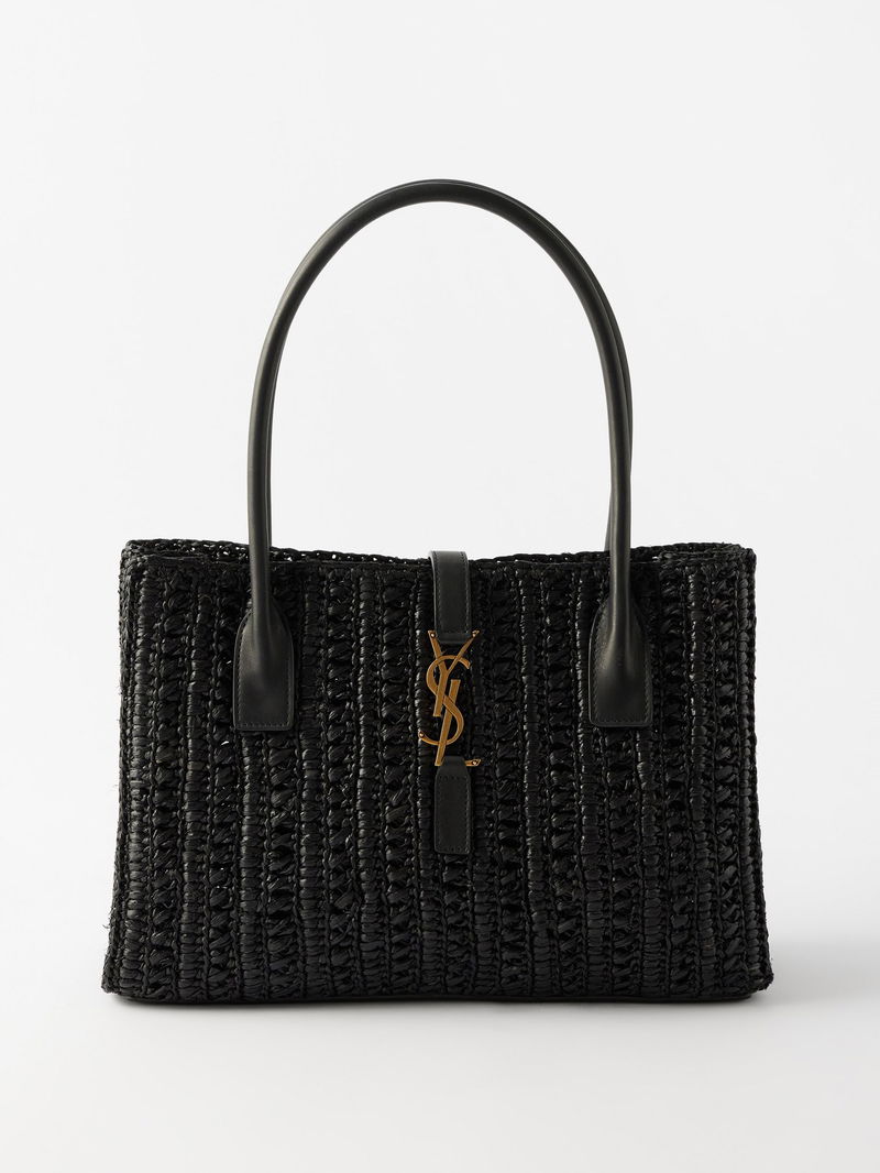 SAINT LAURENT Panier Faux-Raffia Tote Bag endource