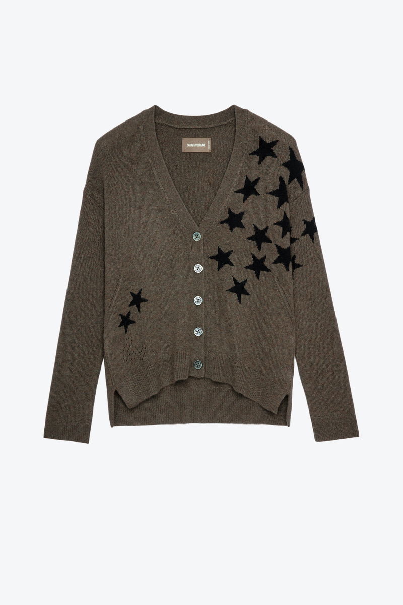 ZADIG & VOLTAIRE Mirka Stars Cashmere Cardigan in Bronze | Endource