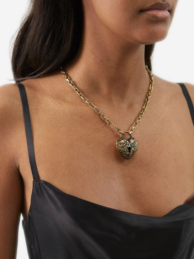 ACNE STUDIOS Adore Heart-Pendant Necklace in Gold | endource