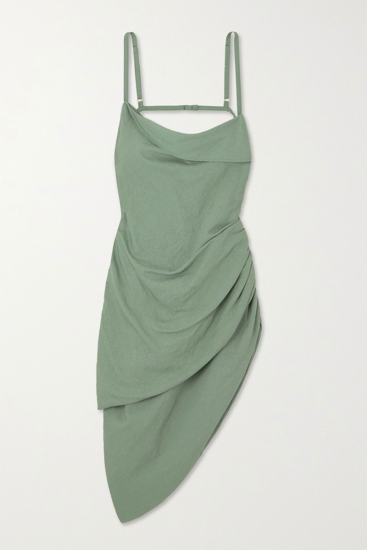 JACQUEMUS Saudade Asymmetric Draped Woven Mini Dress | endource