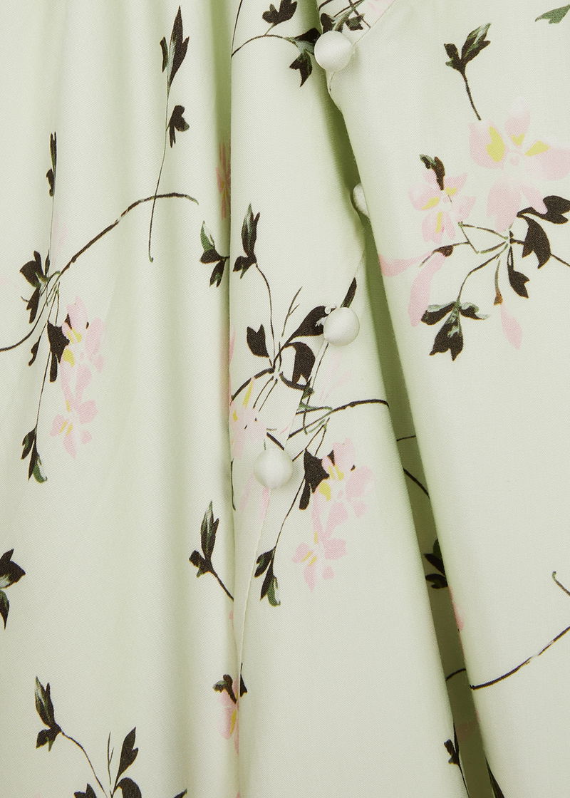 self portrait cold shoulder floral print satin midi dress Self-Portrait Satin Floral Midi Dress