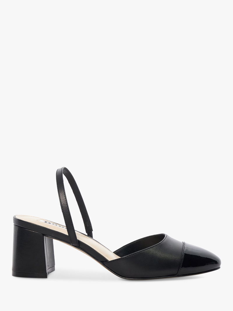 DUNE Careful Leath Toecap Slingback Court Shoes | Endource