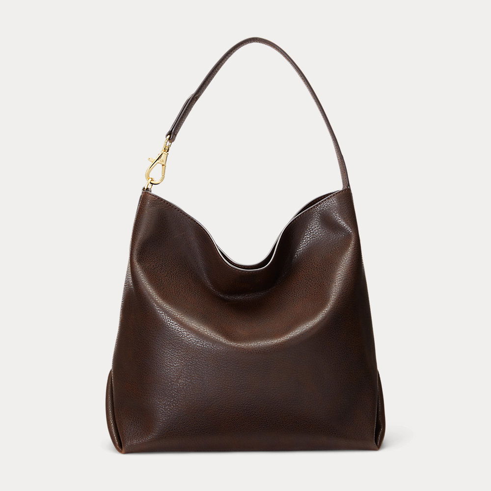 LAUREN RALPH LAUREN Waxed Leather Large Kassie Shoulder Bag | Endource