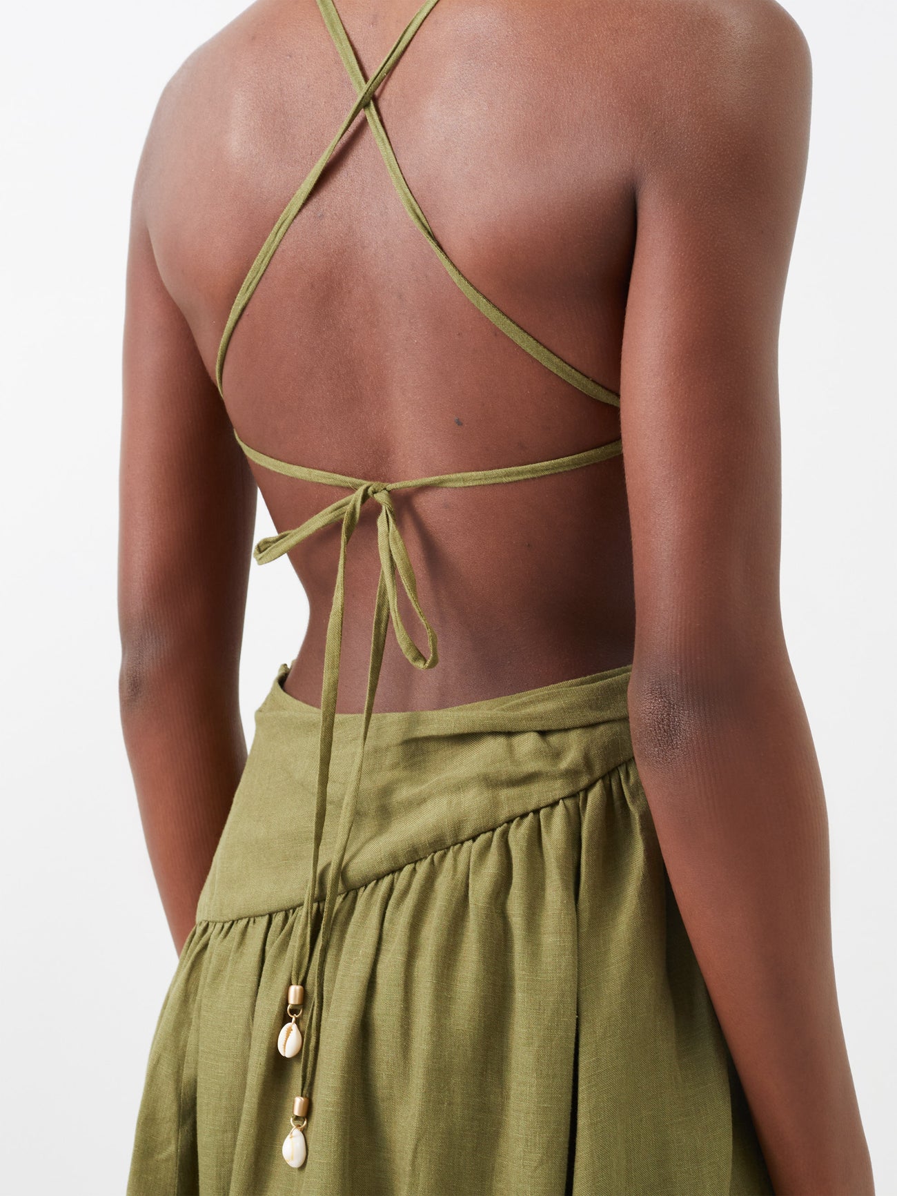 ZIMMERMANN Laurel Asymmetric Linen Midi Dress | endource
